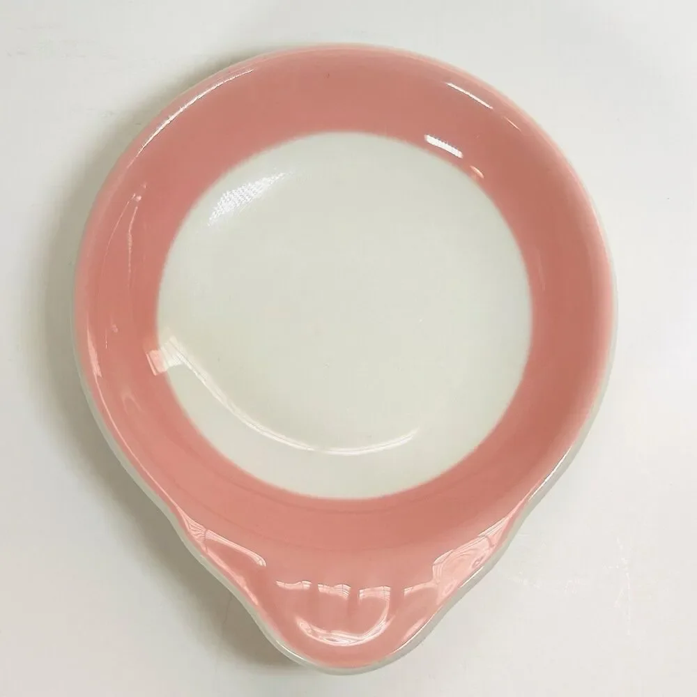 STERLING Vintage MCM Spoon Rest | Rare Pink Salmon | Vitrified China | USA Made